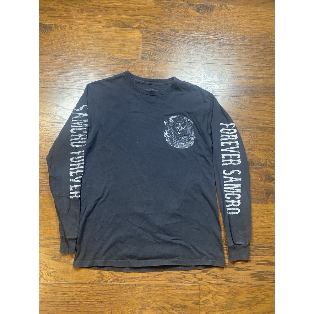 Sons of Anarchy SAMCRO Long Sleeve Graphic T-Shirt Black Mens Medium Reaper Logo